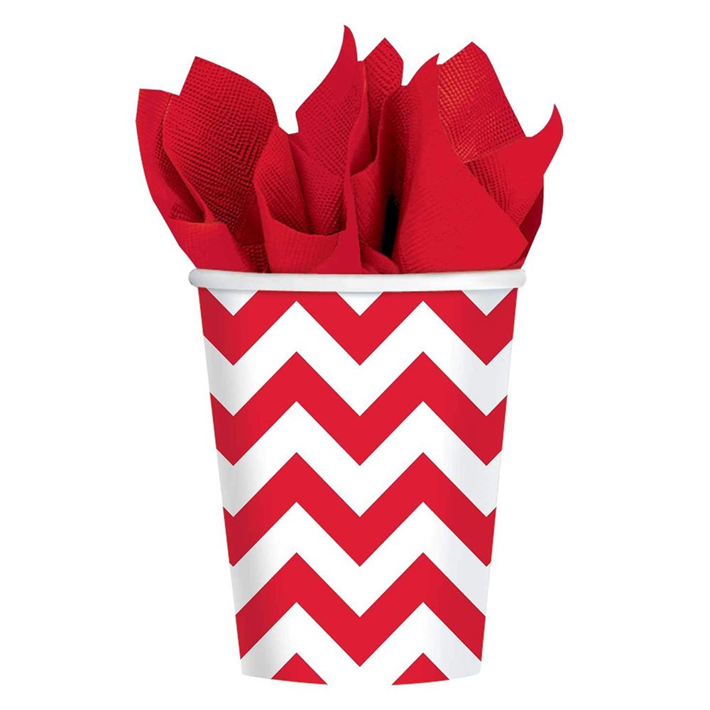 Amscan - Chevron Party Paper Cups 8pcs - Apple Red