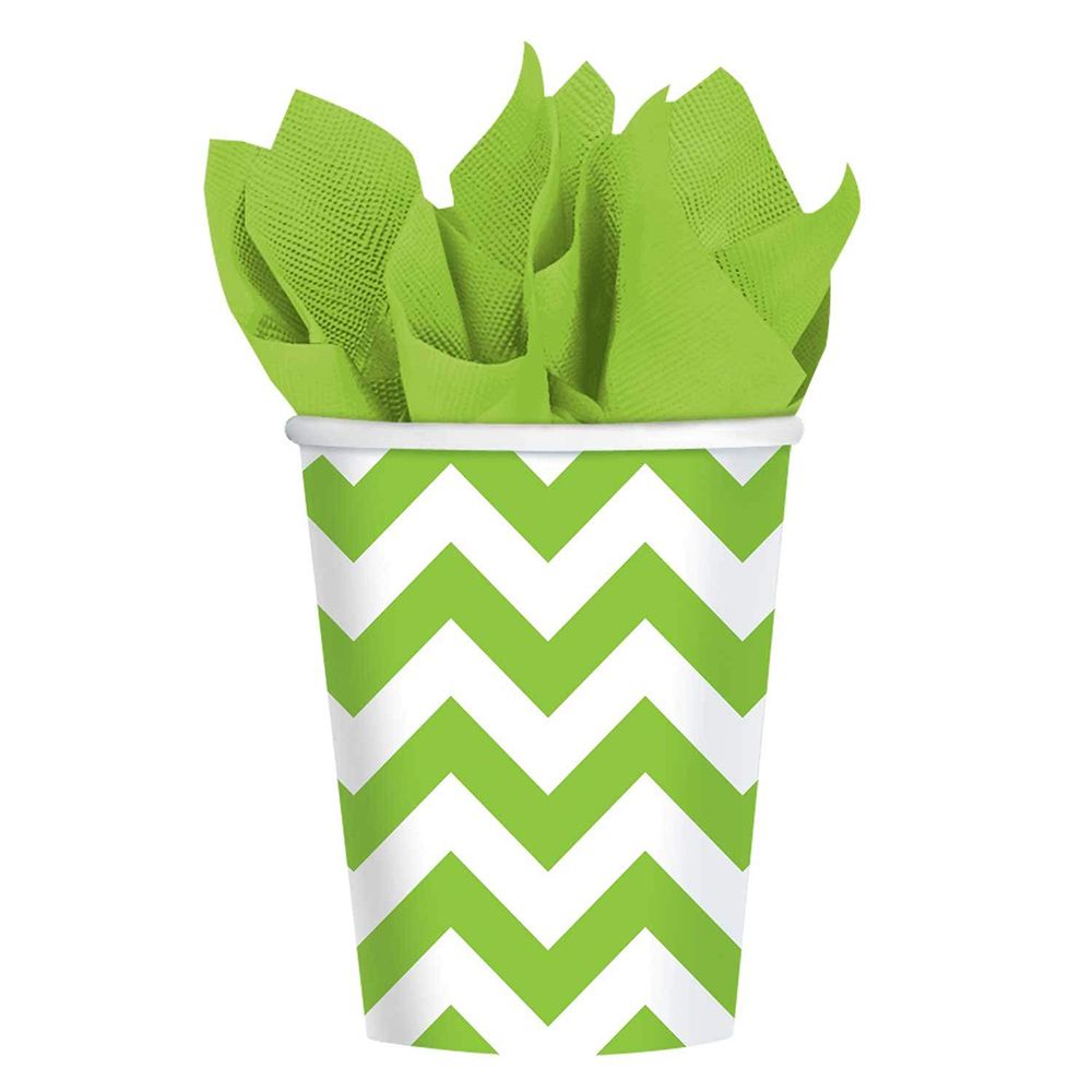 Amscan - Chevron Party Paper Cups 8pcs - Kiwi Green