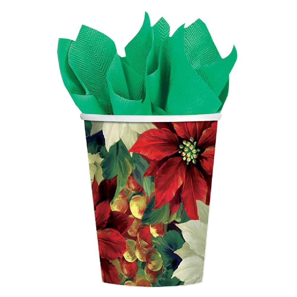 Regal Poinsettia Paper Cups 9oz Pack of 8