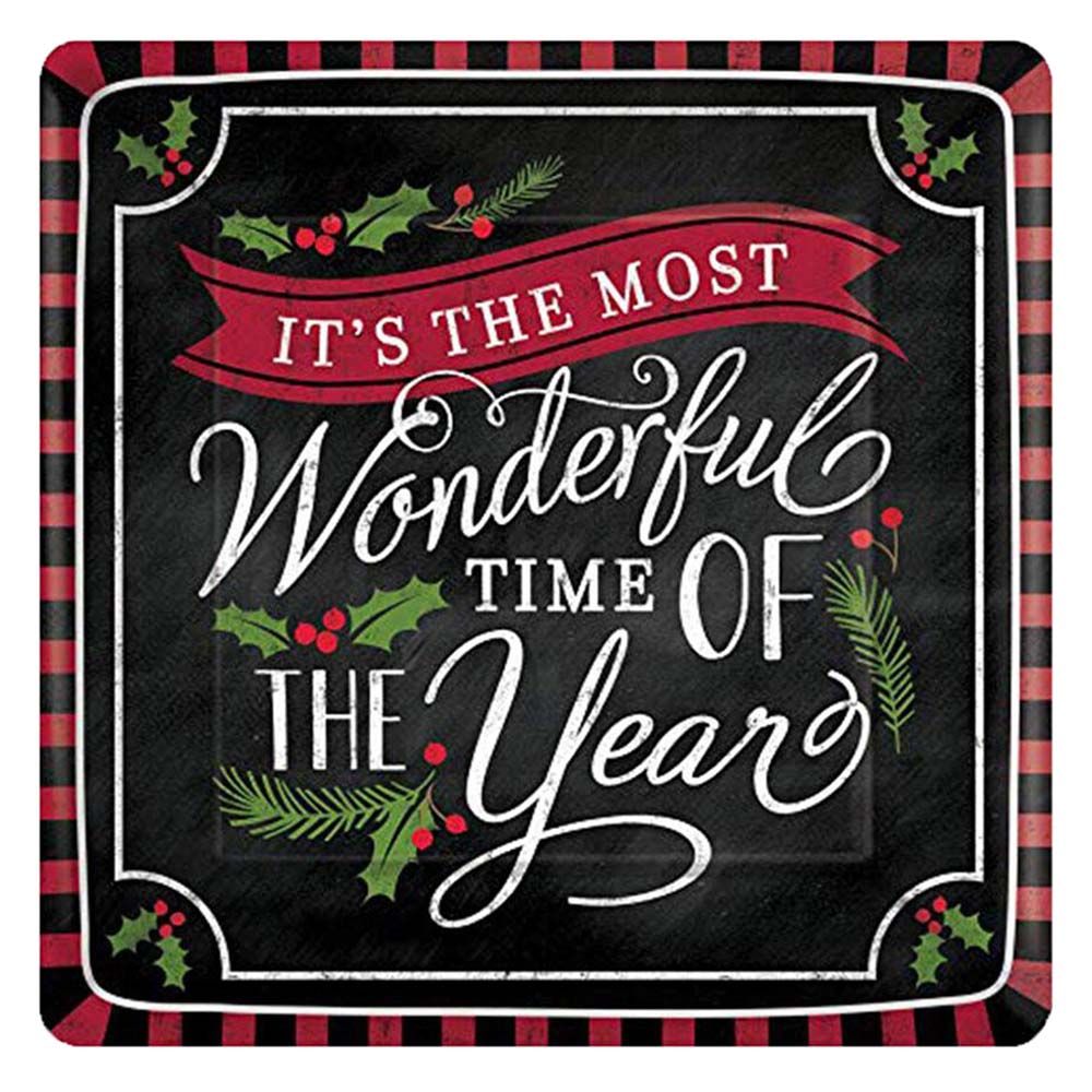 Amscan - Most Wonderful Time Square Paper Plates 9-inch - 8pcs