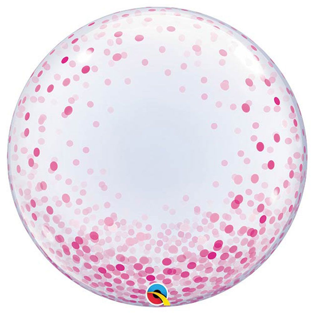 Qualatex - Pink Confetti Deco Bubble Balloon 24" 1ct