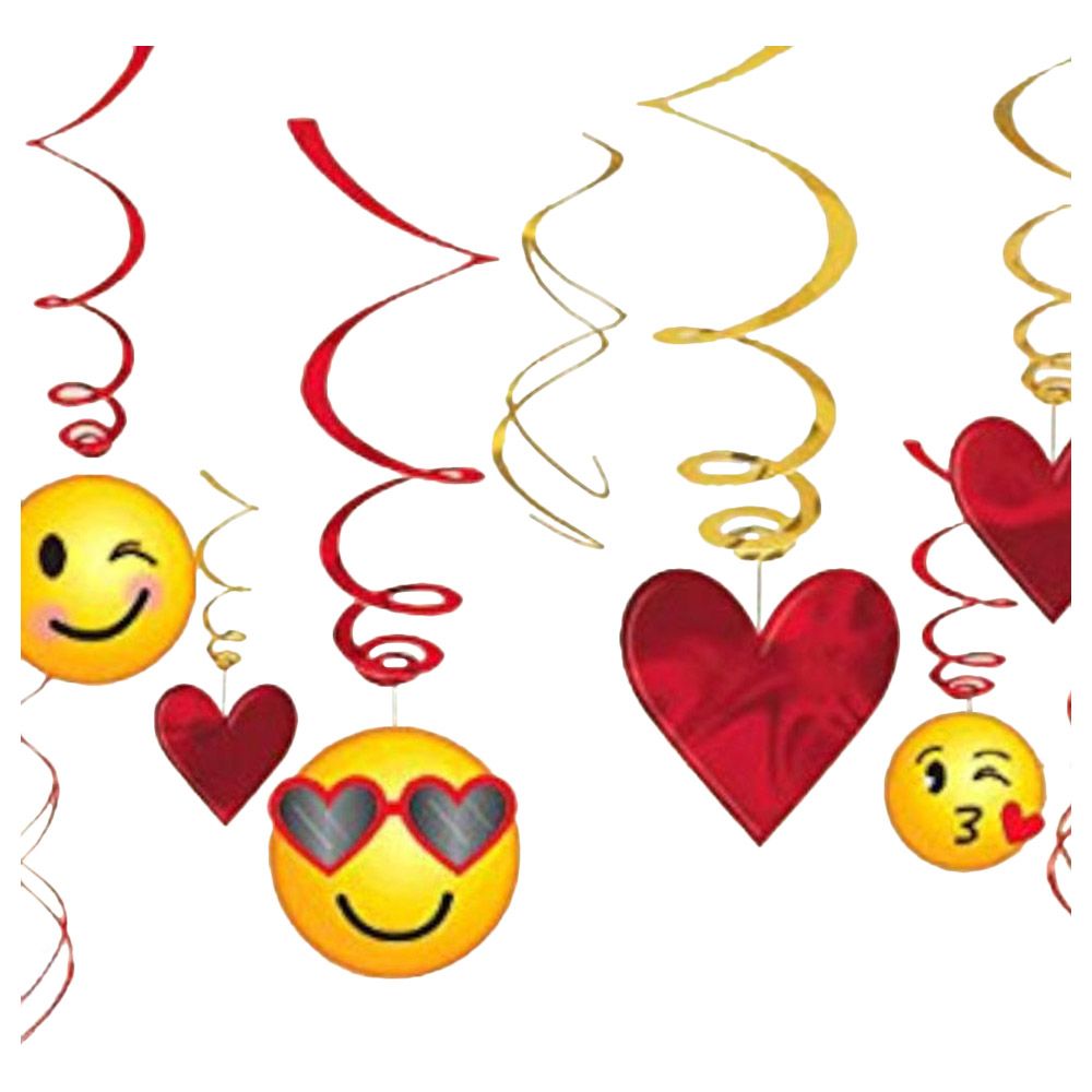 Party Centre - Valentine Emoji Swirls - 12pc