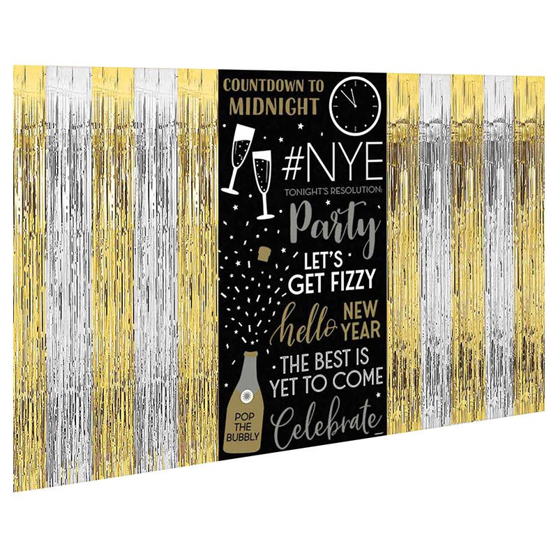 Amscan New Year's Fringe & Scene Setter Combo Backdrop 3pcs