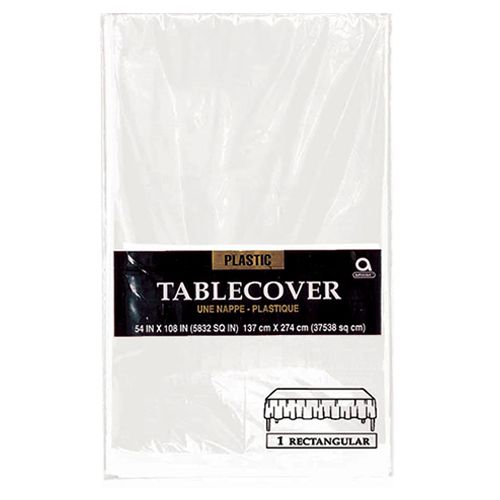 Amscan - Plastic Table Cover 54 x 108" - Frosty White