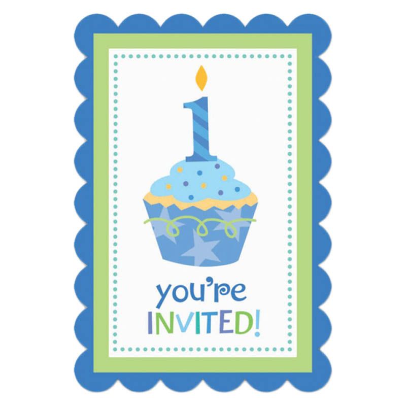 Sweet Little Cupcake Boy Postcard Invitations - 20pk