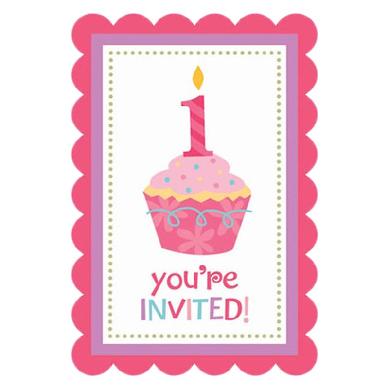 Sweet Little Cupcake Girl Postcard Invitations - 20pk