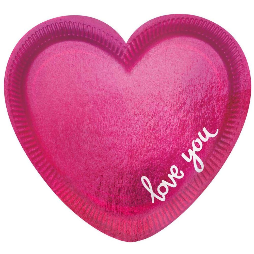 Valentines Everyday Love Heart Shaped Paper Plates 6pc-Set