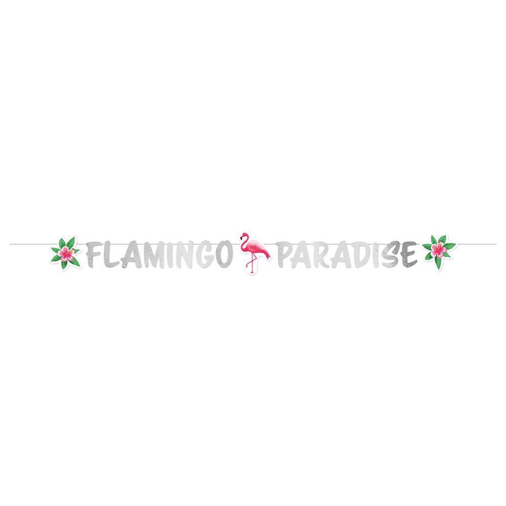 Flamingo Paradise Letter Banner - Silver