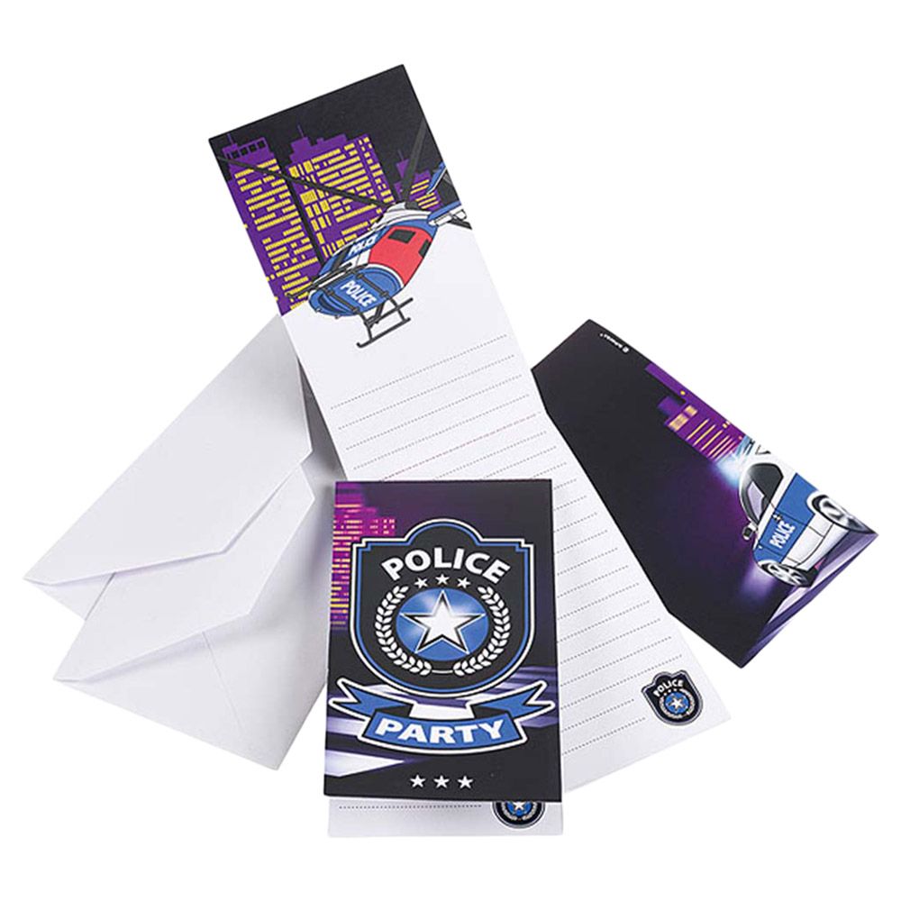 Police Invitation Cards & Envelopes (8pcs)