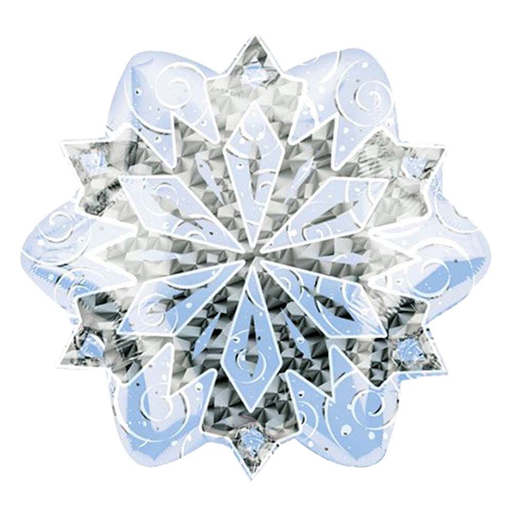 White Snowflake Prismatic Foil Balloon 18"