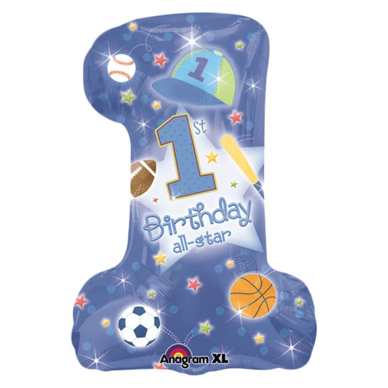 1st Birthday All Star Boy Foil Balloon