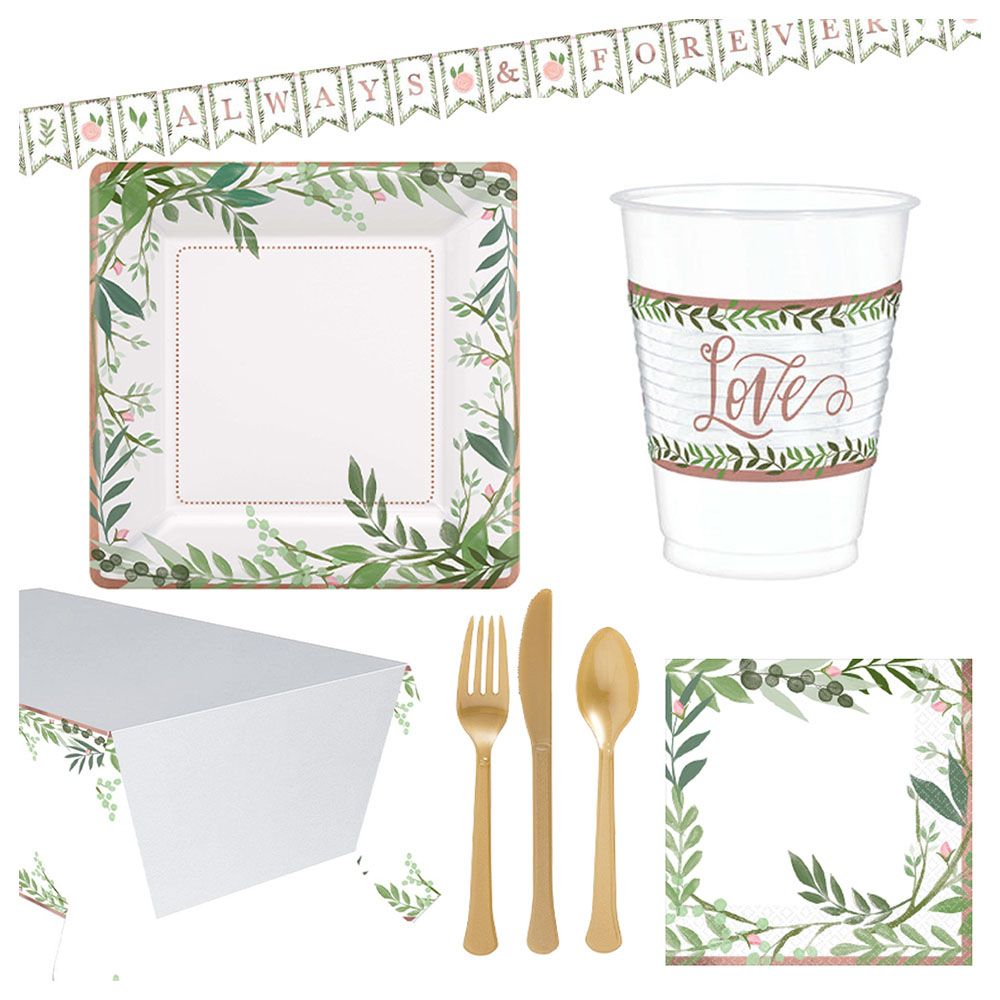 Party Center - Love & Leaves Tableware Supplies For 8 Guests