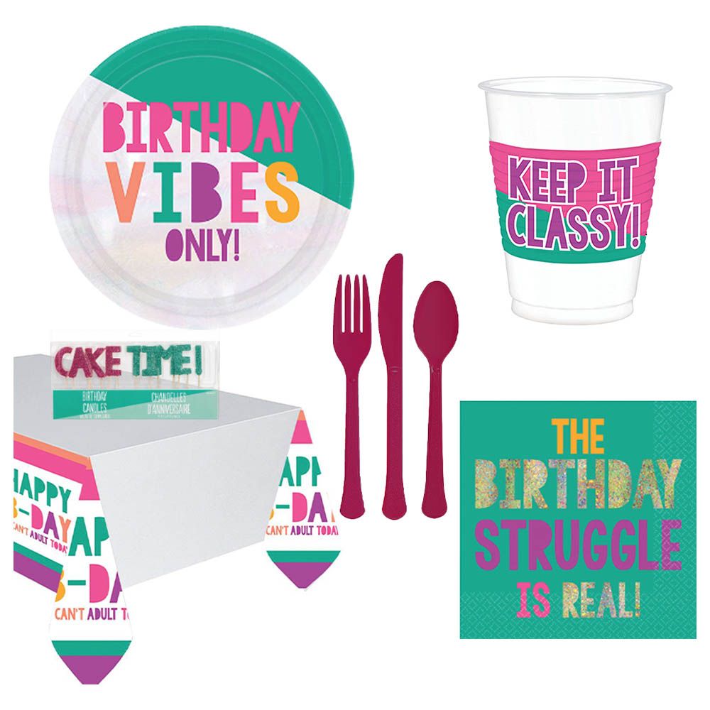 Party Center - Young And Fab Tableware Supplies For 8 Guests