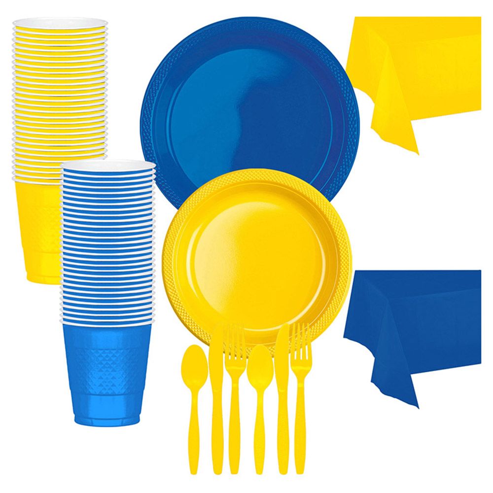 Party Centre - Tableware Kit For 20 Guest - Blue & Yellow