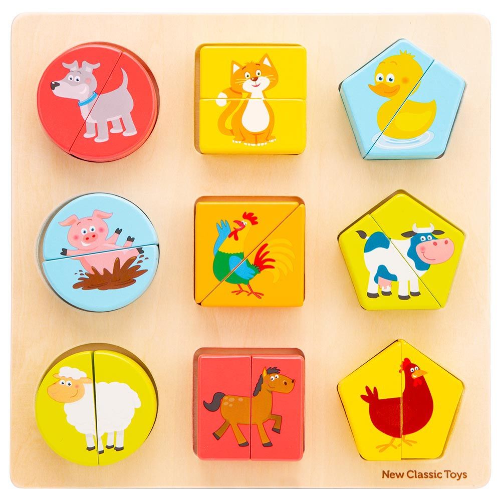 New Classic Toys -  Shape Block Puzzle - Animals