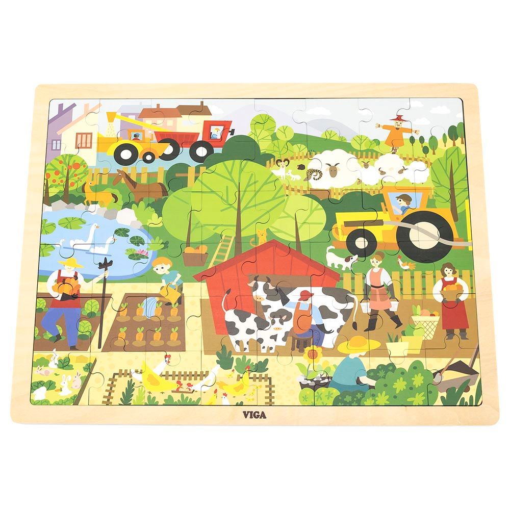 Viga - Wooden Farm Puzzle 48pcs