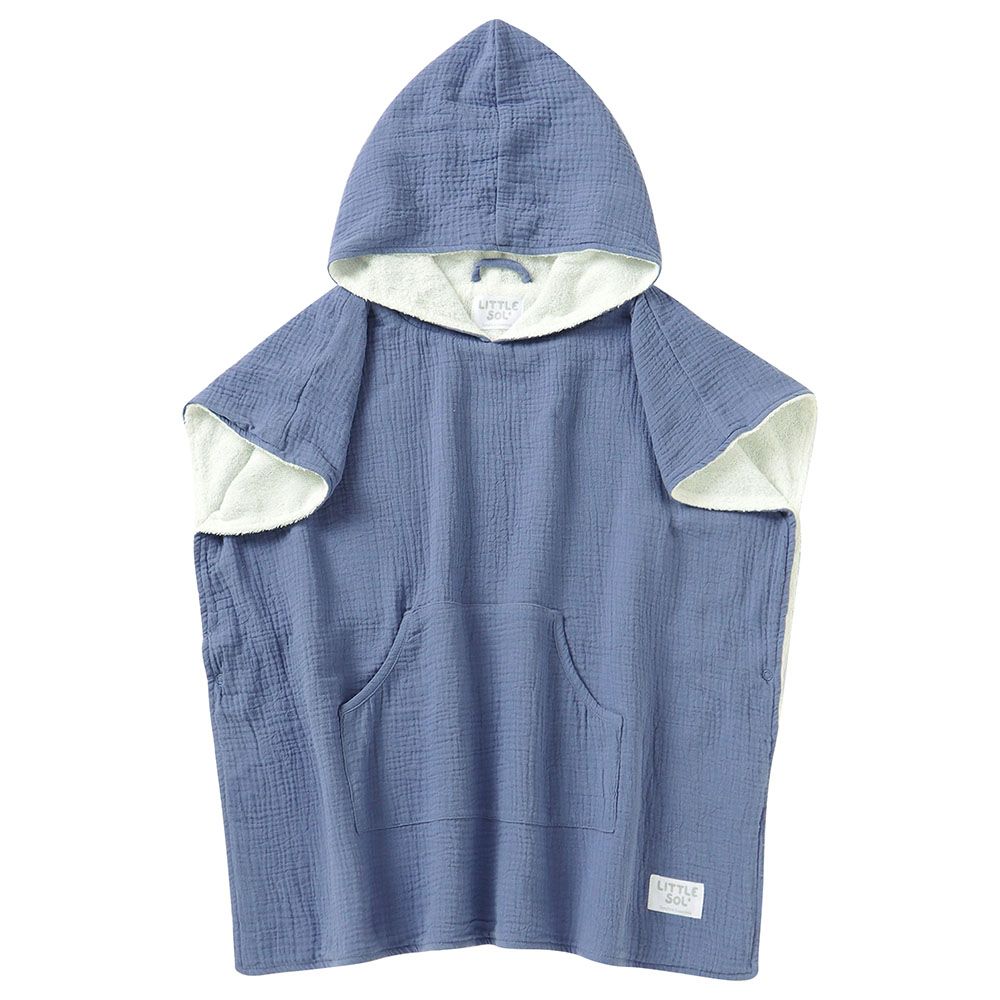 Little Sol+ - Hooded Beach Towel - 2-6Y - Sea Blue