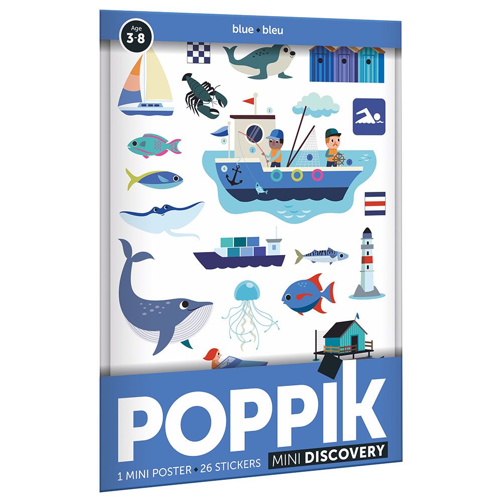 Poppik - Mini Sticker Poster - Learning Colours - Blue