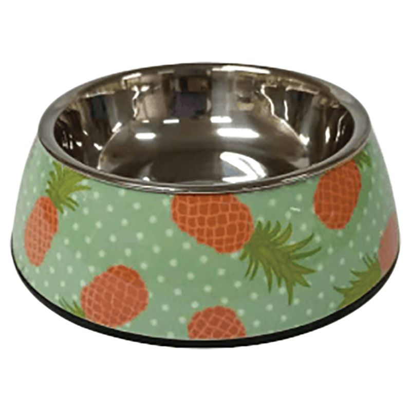 Petkin - Nutrapet Melamine Round Bowl Pineapple & Green - L