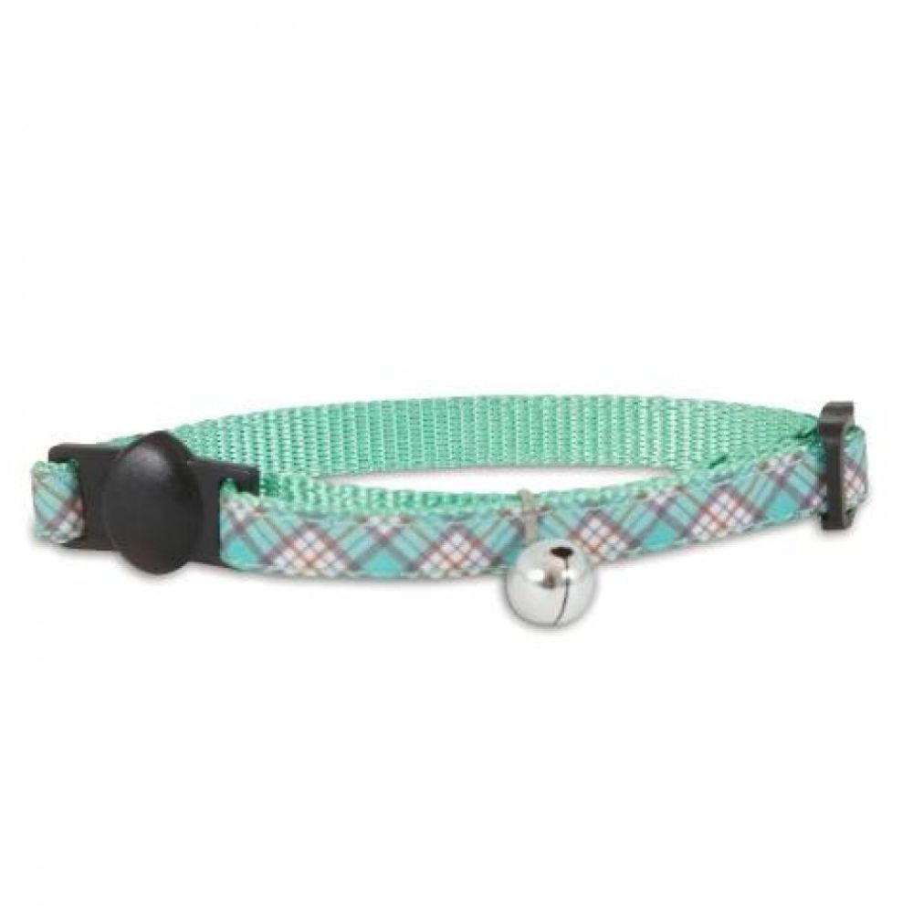 Petmate - Adjustable Cat Collar - 3/8" x 8-12" - Plaid Teal 