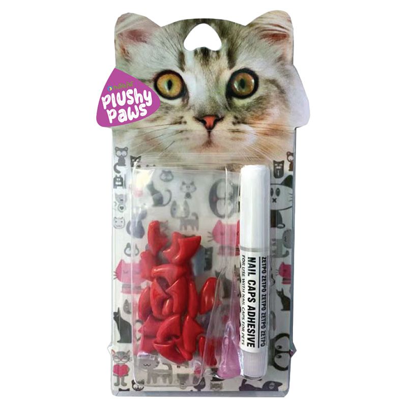 Nutrapet - Plushy Paws Nail Caps - M - Red