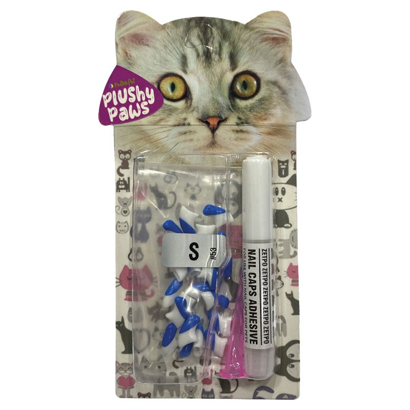 Nutrapet - Plusy Paws Nail Caps - L - Dual Blue/White