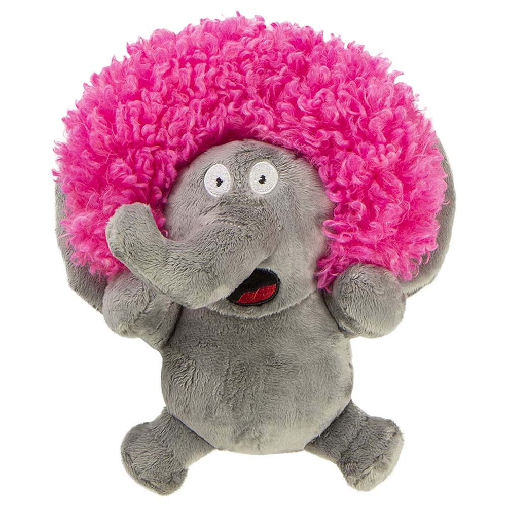 Godog - Crazy Hairs Elephant Plush w/ Chew Guard Dog Toy - L