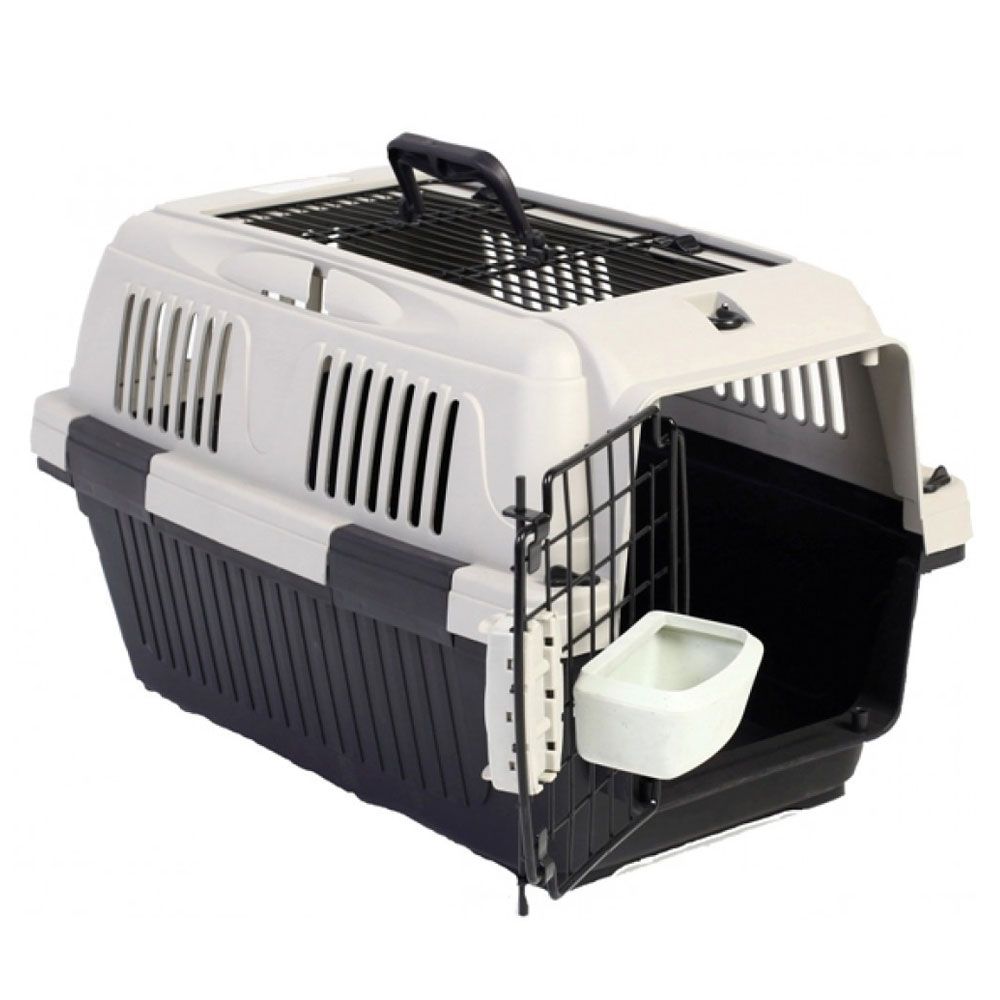 NutraPet - Dog and Cat Carrier Open Grill Top Dark Grey Box