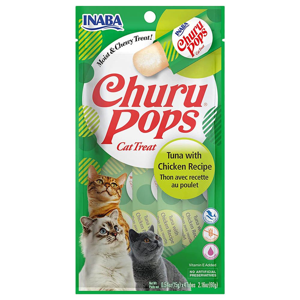 Inaba - Churu Pops Tuna - Chicken Sticks for Cats - 60G - Pack Of 4