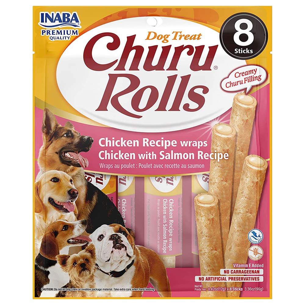 Inaba - Churu Chicken Wraps w/ Salmon Recipe For Dog - 96G - Pack Of 8