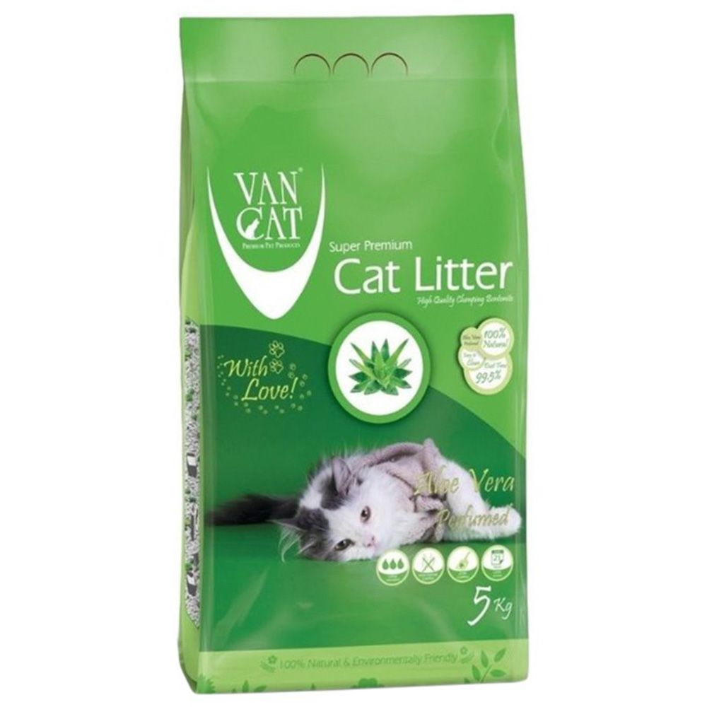 Vancat - White Clumping Bentonite Cat Litter 5kg - Aloe Vera