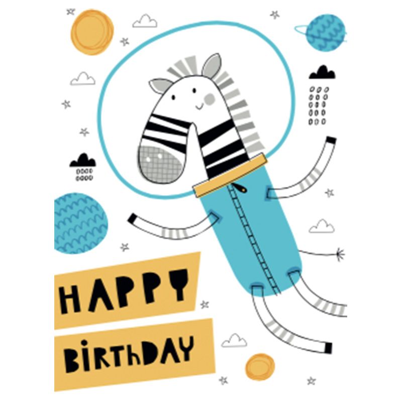 Pinak - A6 Happy Birthday Space Zebra Card