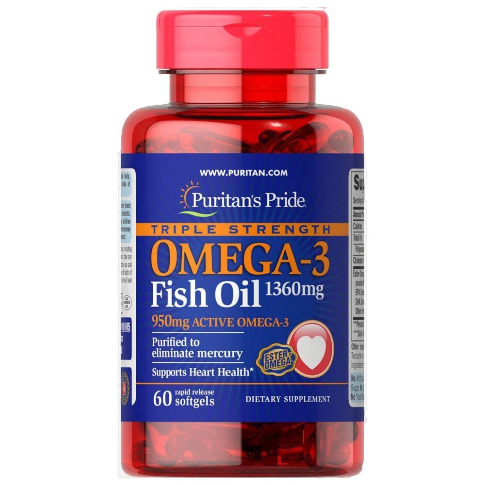 Puritan Pride - Triple Strength Omega-3 Fish Oil 1360mg - 60 Softgels