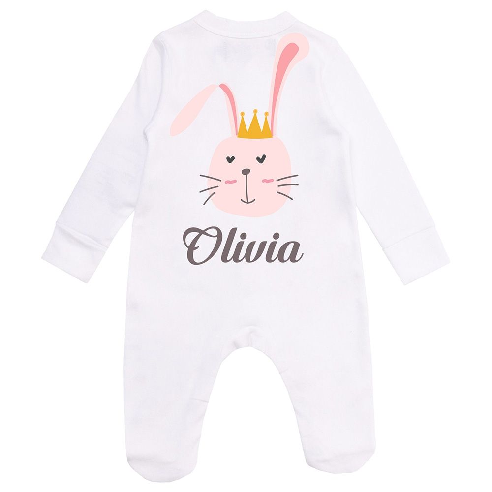 Mini Plum - Personalised Baby Sleepsuit Princess Bunny