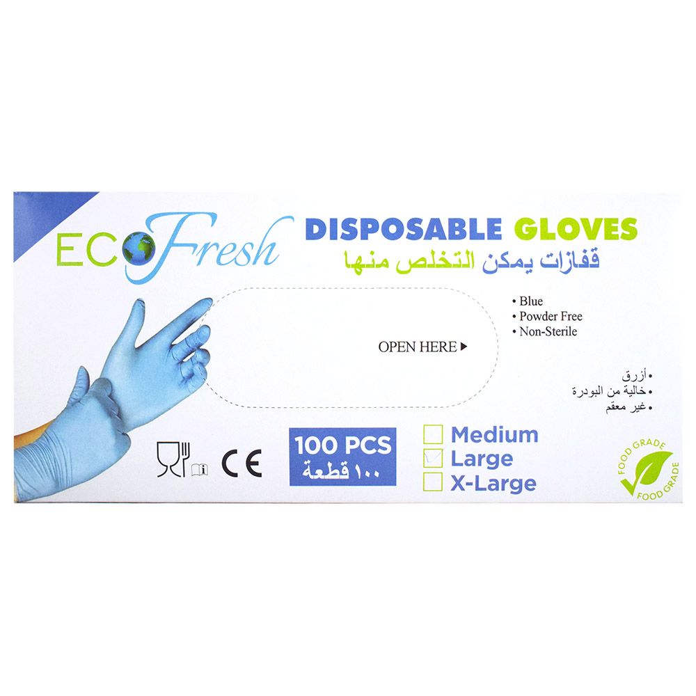 Eco Fresh - Large Disposable Gloves 100pcs - Blue