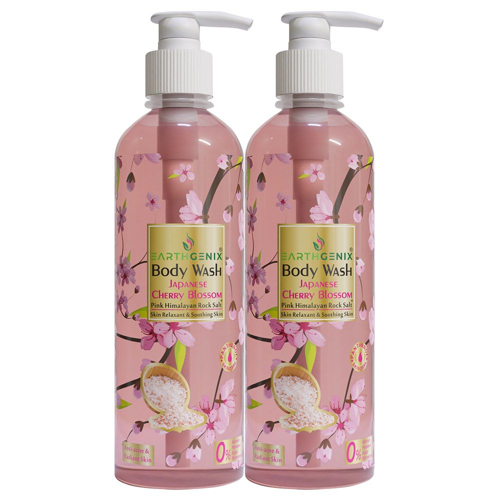 Earthgenix - Japanese Cherry Blossom Body Wash w/ Loofah - 500ml - 2pcs