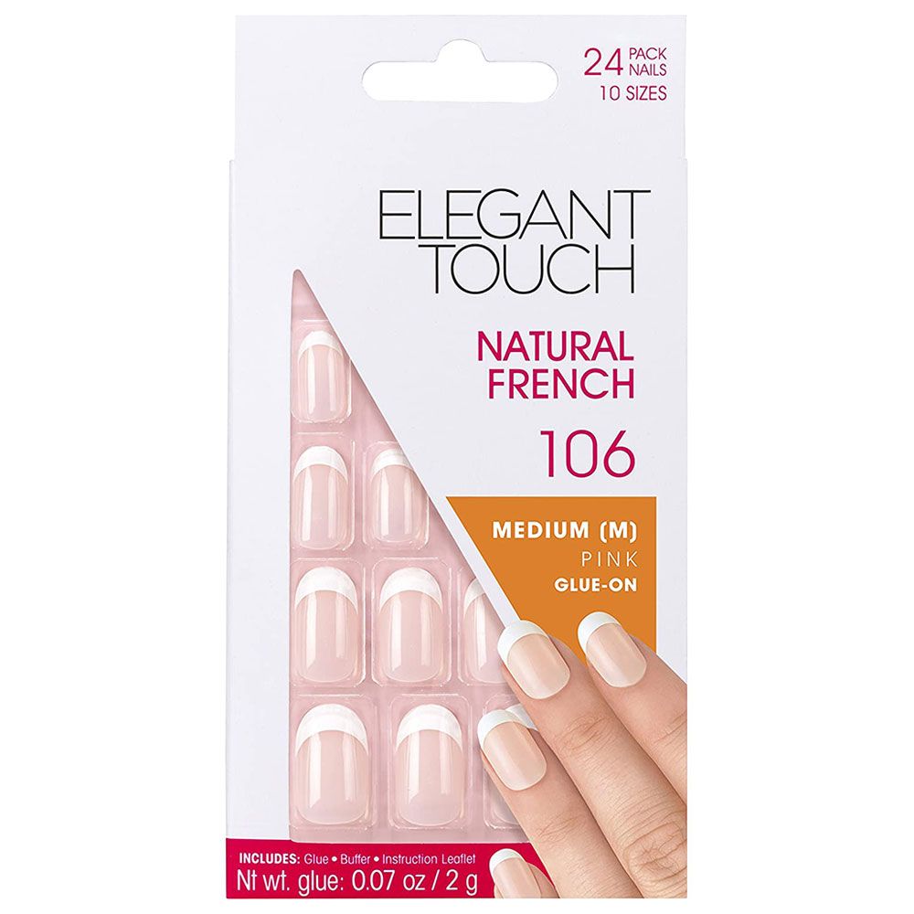 Elegant Touch - Natural French Medium Pink 106, 24 Nails