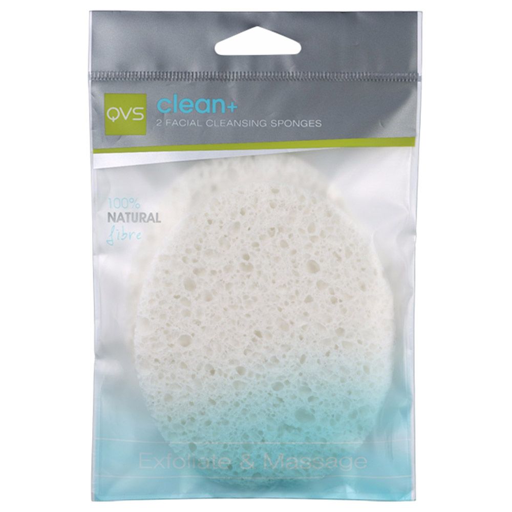 QVS Natural Cellulose Small Facial Cleansing Sponges 2pcs Set