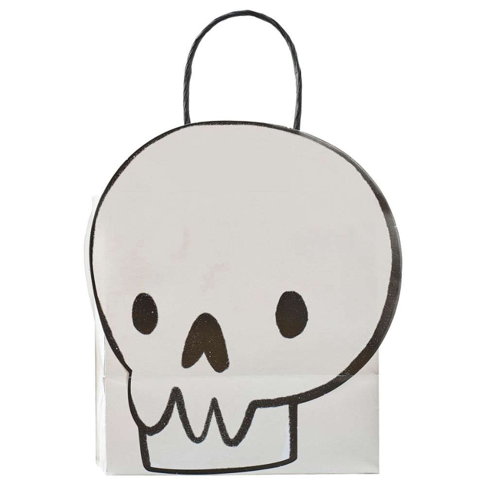 Ginger Ray - Paper Party Bag - Skull - 6pcs - White/Black