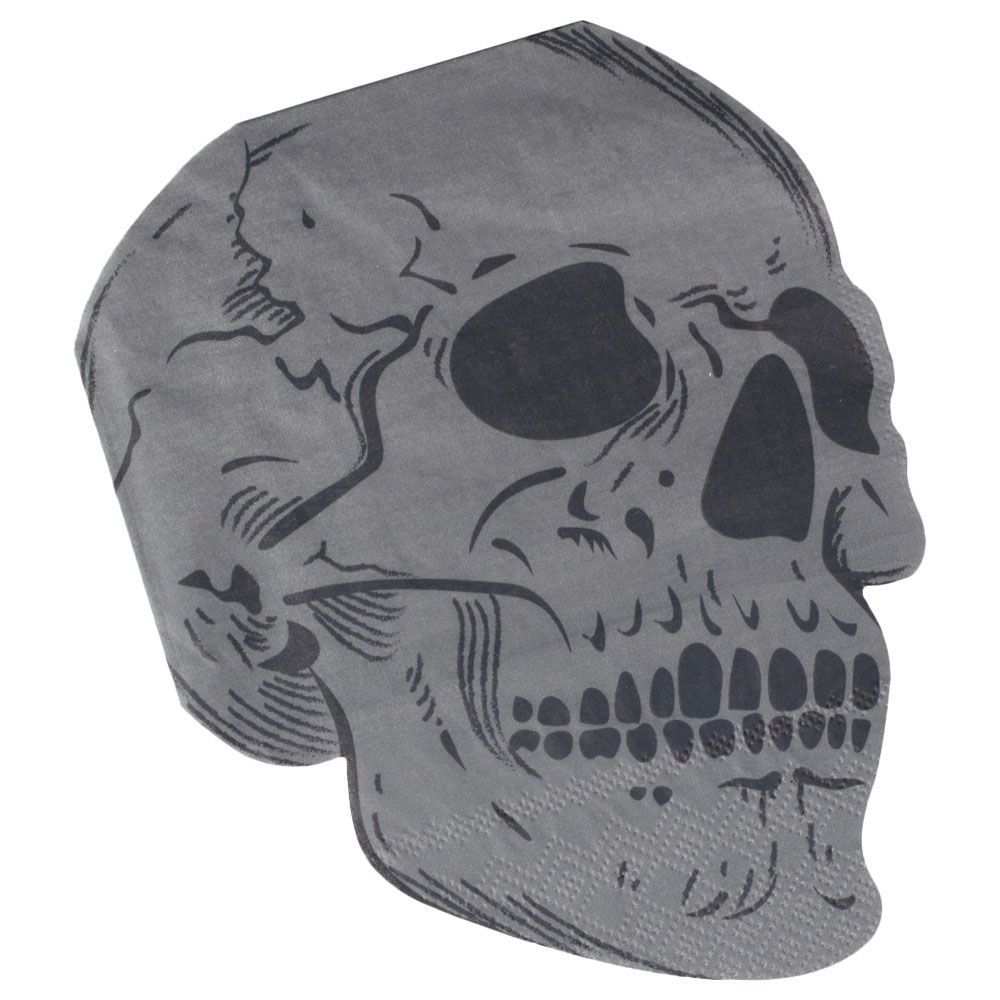 Ginger Ray - Skull Paper Napkin -16pcs - Grey