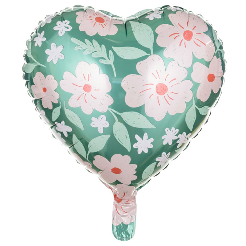 Party Deco - Heart w/ Flowers Foil Balloon