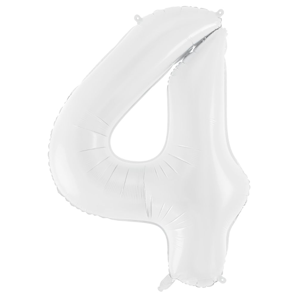 Party Deco - Foil Balloon Number 4 - White