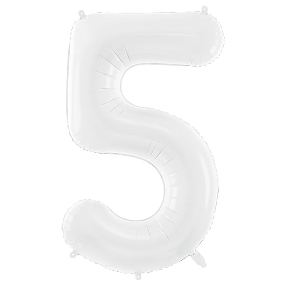 Party Deco - Foil Balloon Number 5 - White