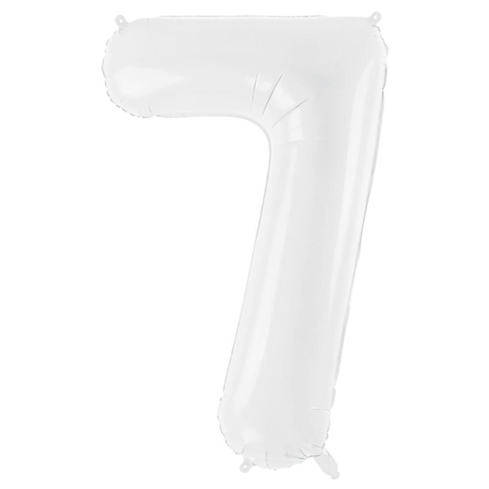 Party Deco - Foil Balloon Number 7 - White