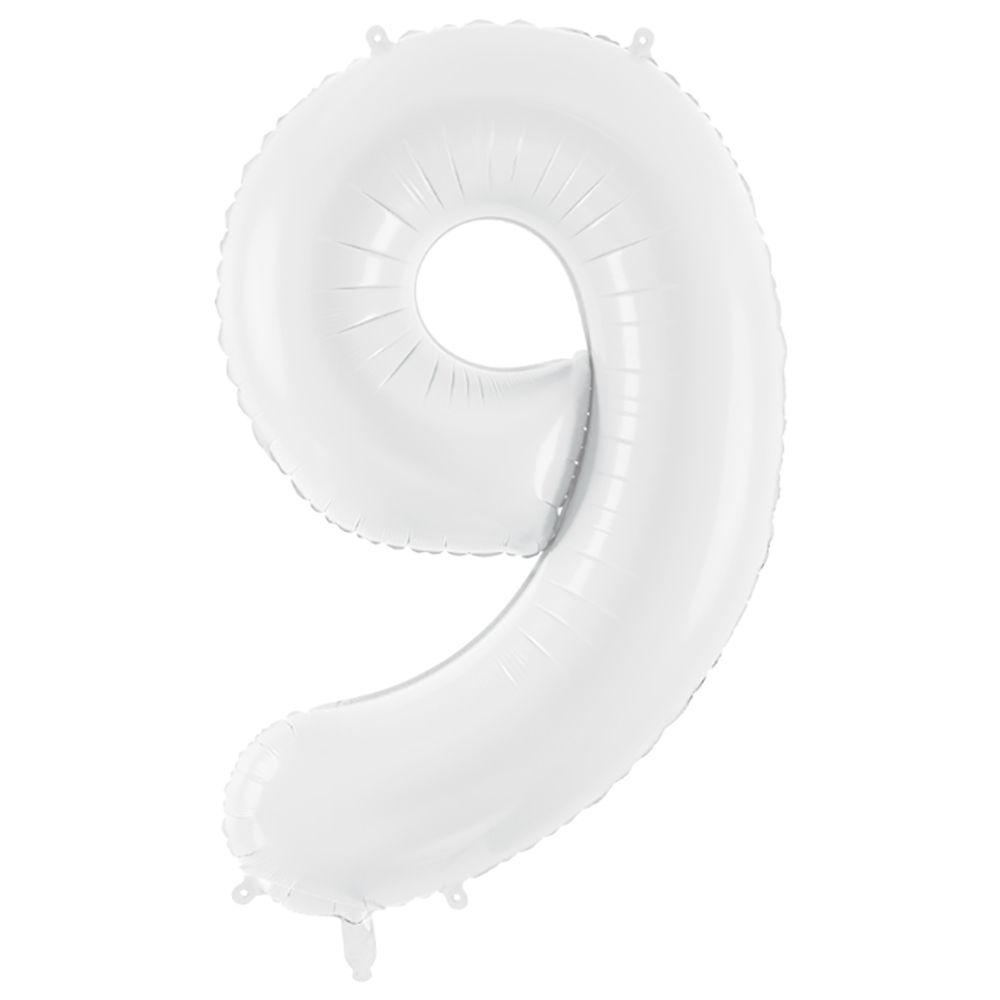 Party Deco - Foil Balloon Number 9 - White