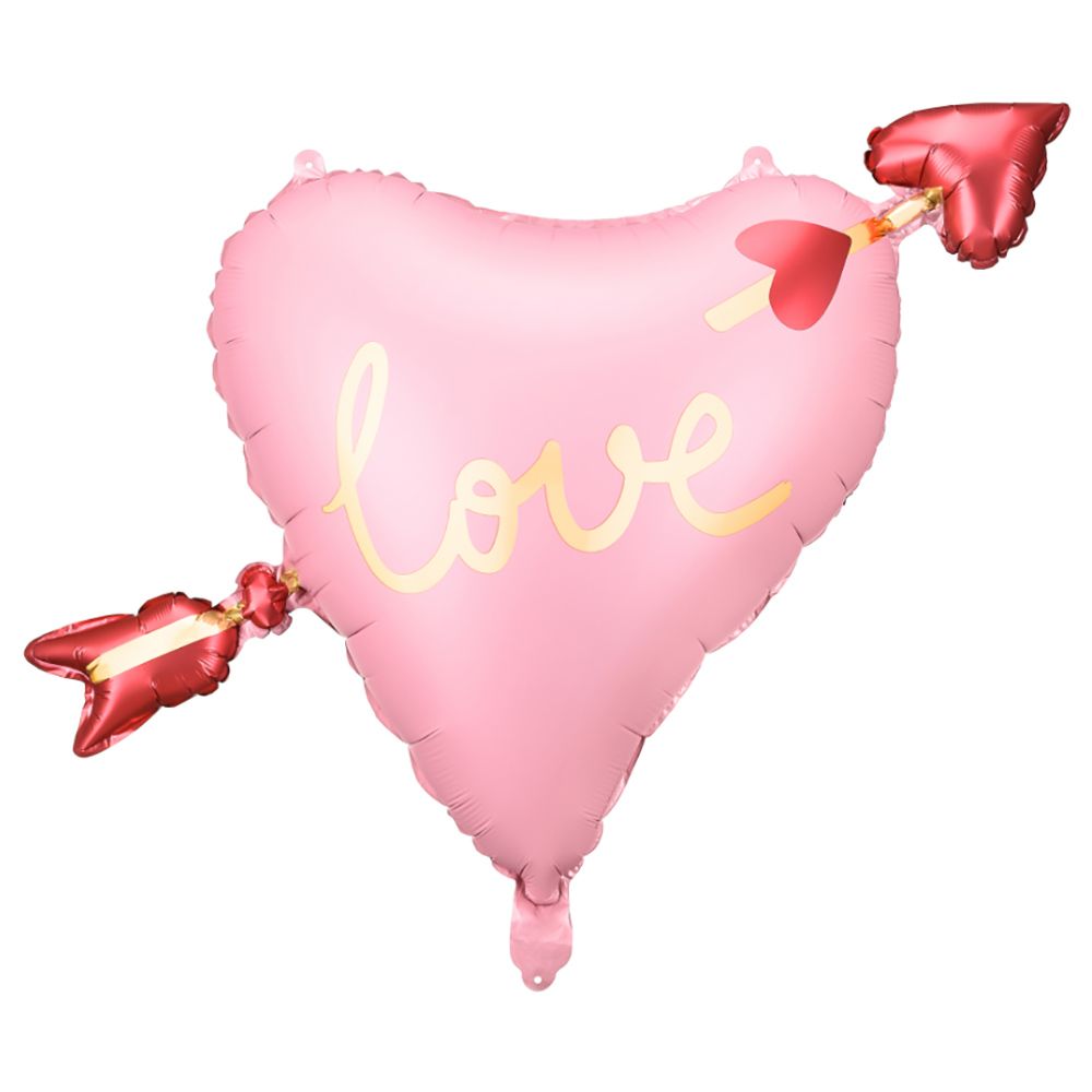 Party Deco - Heart w/ Arrow Foil Balloon - Pink