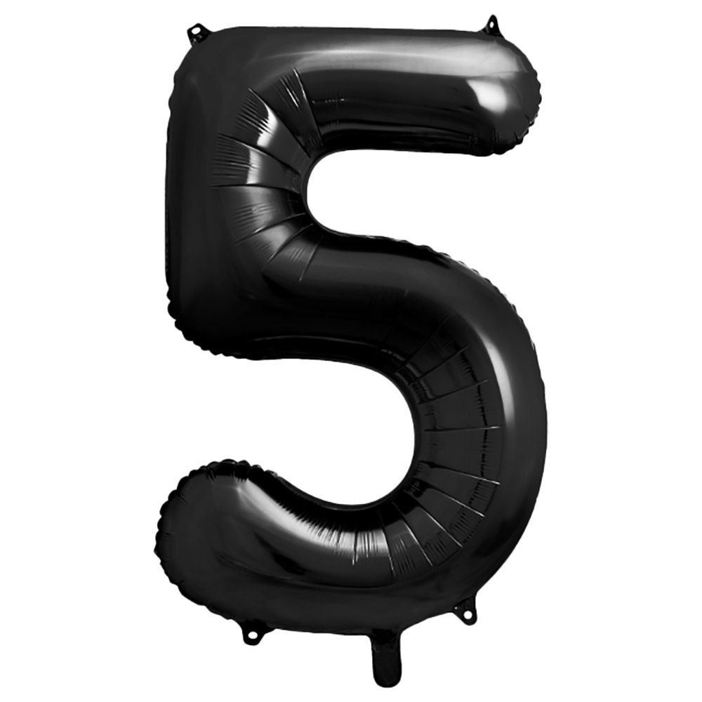 Party Deco - Foil Balloon Number 5 - Black