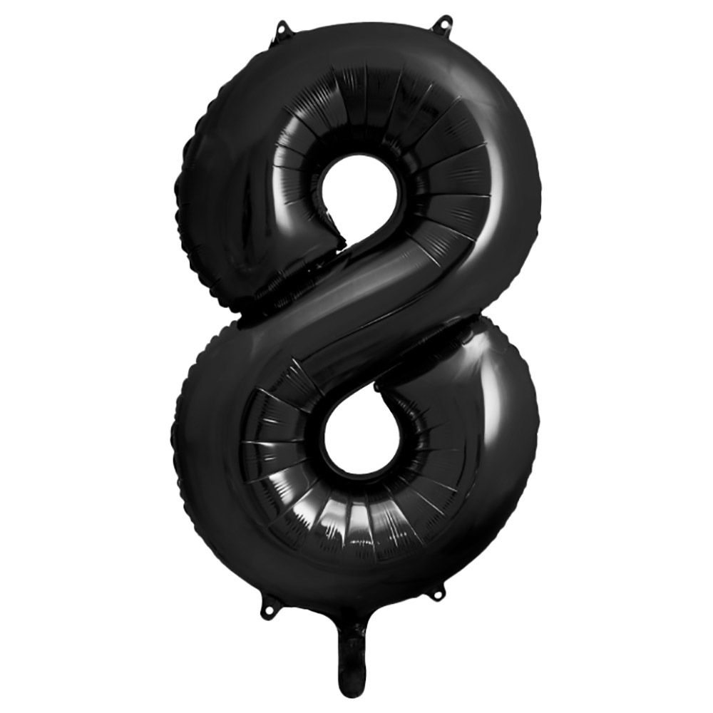 Party Deco - Foil Balloon Number 8 - Black