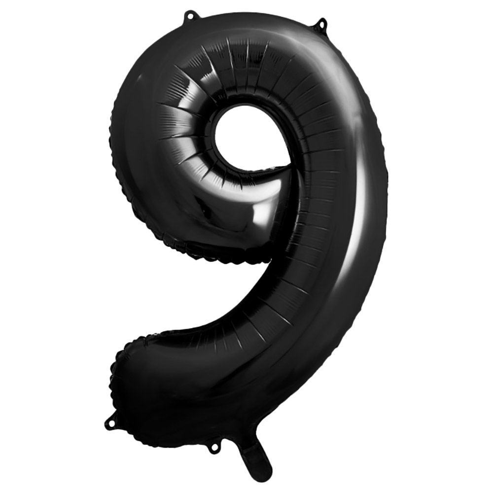 Party Deco - Foil Balloon Number 9 - Black