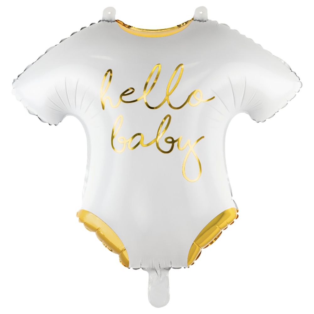 Party Deco - Baby Romper Hello Baby Foil Balloon - White